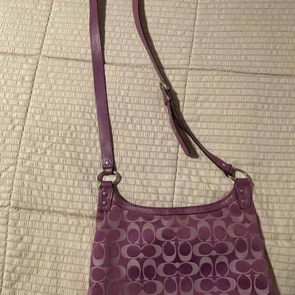 Coach  Penelope Optic Hippie Canvas Crossbofy Bag iRich Purple Leather Trim - Picture 6 of 12